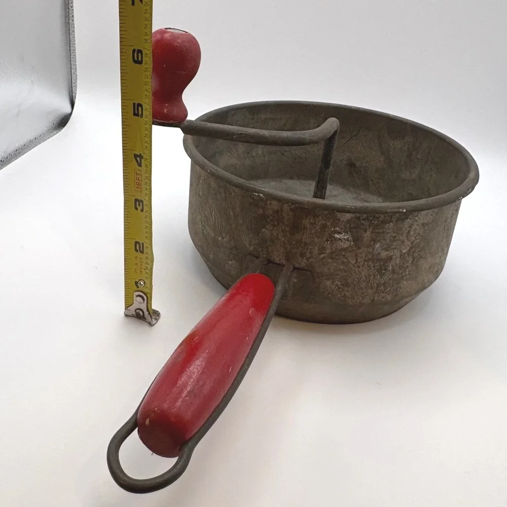 Vtg Foley Food Mill‎ Red Wood Handle Hand Crank Rustic Kitchen Decor Primitive